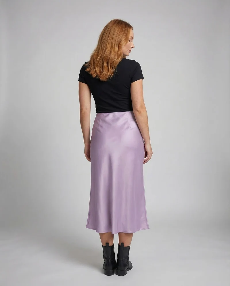 Damen Satin Midirock Bias