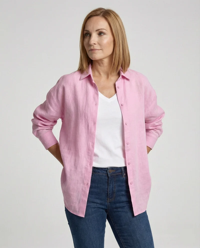 Damen Bluse Leinen Oversize