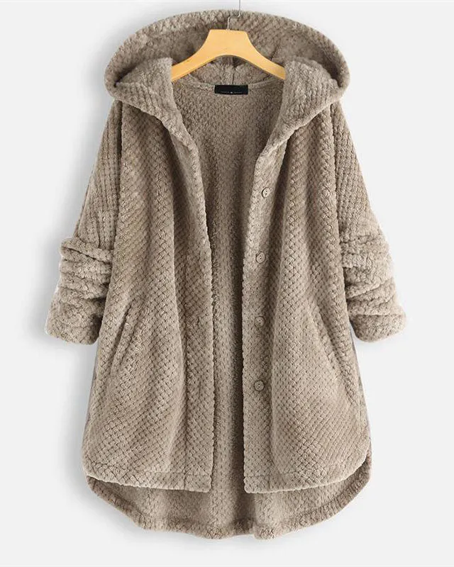 Abgerundeter Saum Kapuzen Sweatshirtjacke