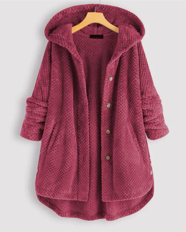 Abgerundeter Saum Kapuzen Sweatshirtjacke