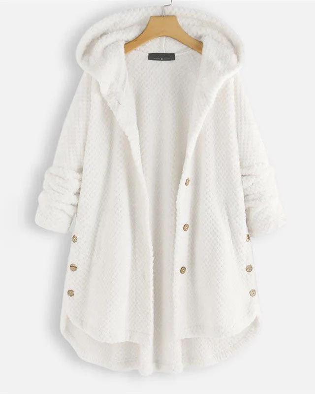 Abgerundeter Saum Kapuzen Sweatshirtjacke
