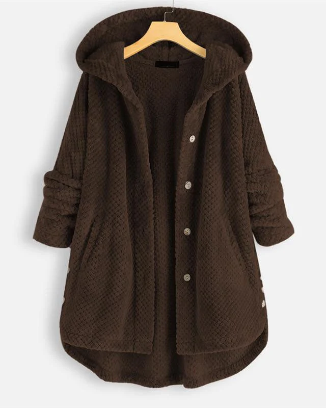 Abgerundeter Saum Kapuzen Sweatshirtjacke