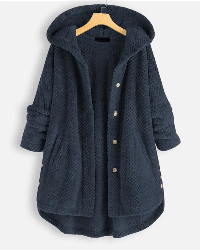 Abgerundeter Saum Kapuzen Sweatshirtjacke