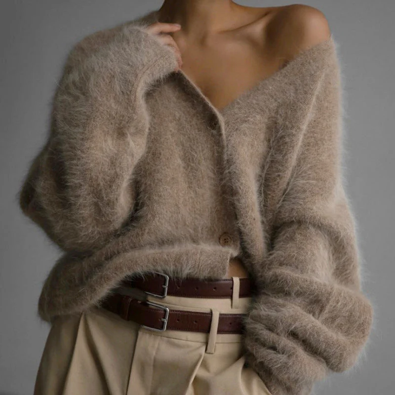 Damen Flauschiger Oversized Cardigan