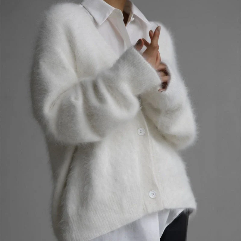 Damen Flauschiger Oversized Cardigan