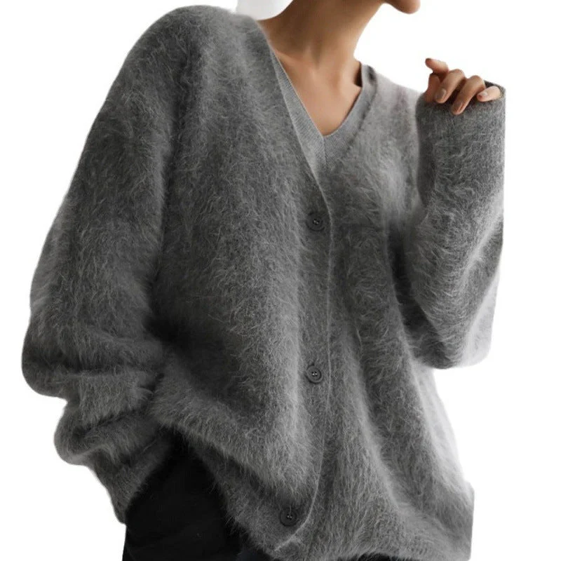 Damen Flauschiger Oversized Cardigan