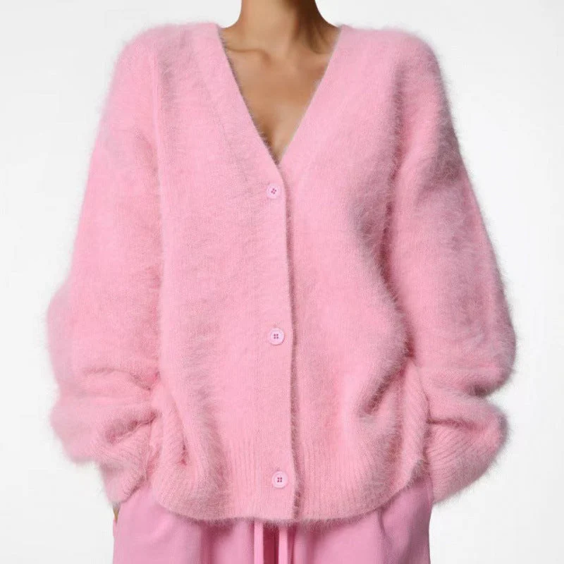 Damen Flauschiger Oversized Cardigan