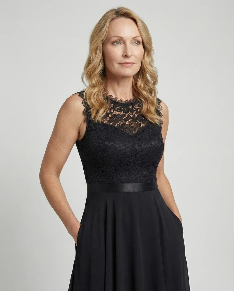 Elegantes Abendkleid mit Spitze und Chiffon