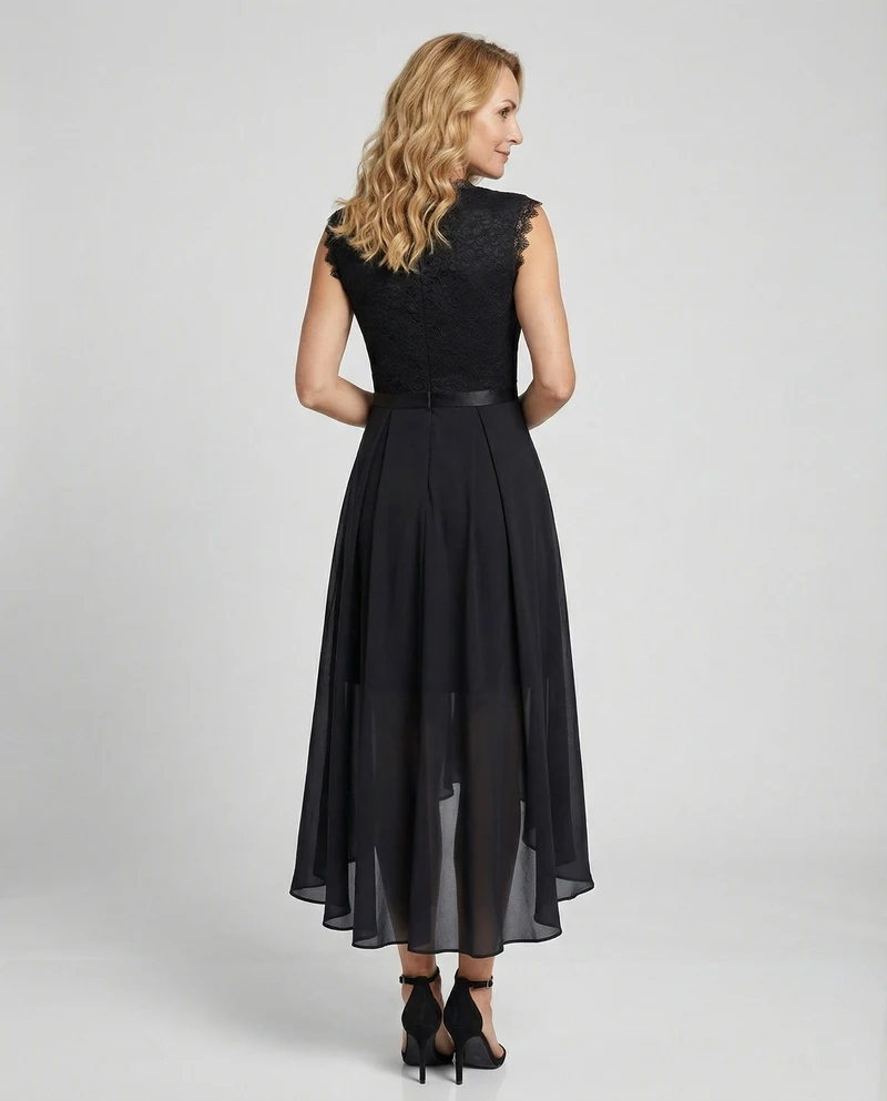 Elegantes Abendkleid mit Spitze und Chiffon