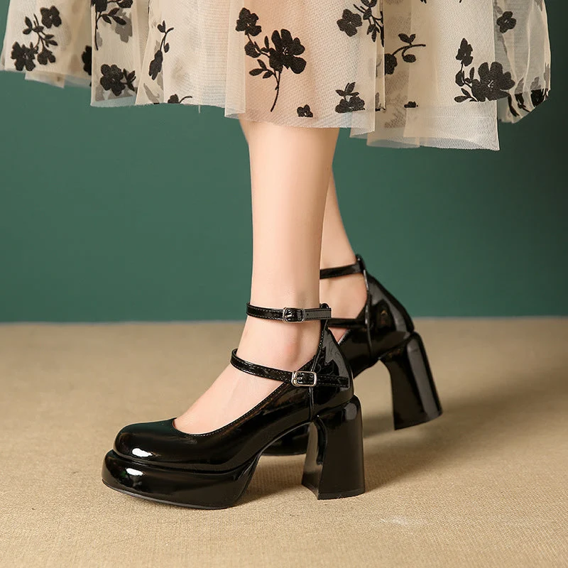 Damen Elegante Blockabsatz-Pumps mit verstellbarem Riemen