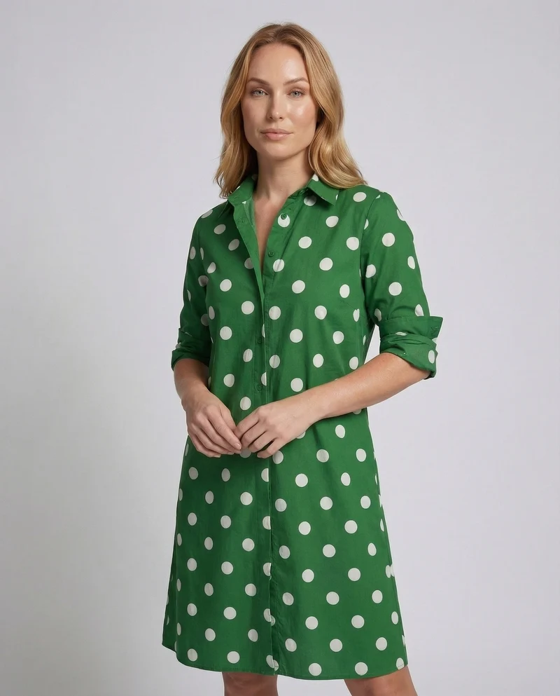 Damen Hemdblusenkleid A-Linie Aufgekrempelte Ärmel