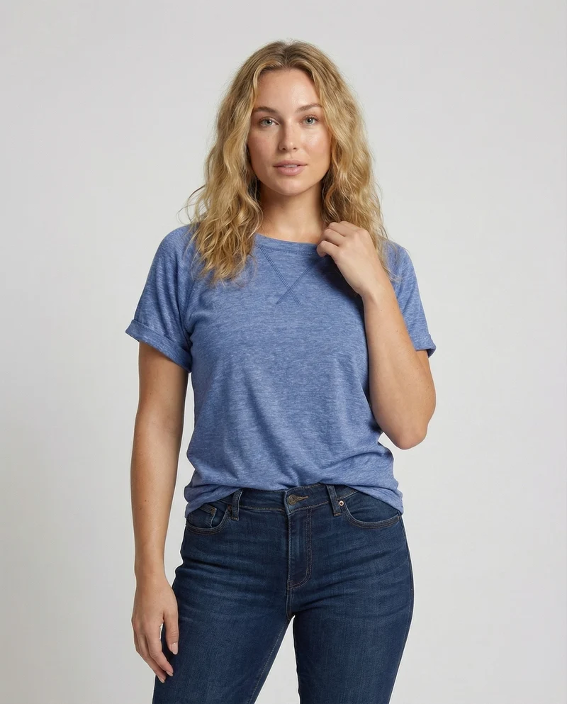 Damen Leichte Slub-Jersey Jersey Kurzarmshirt