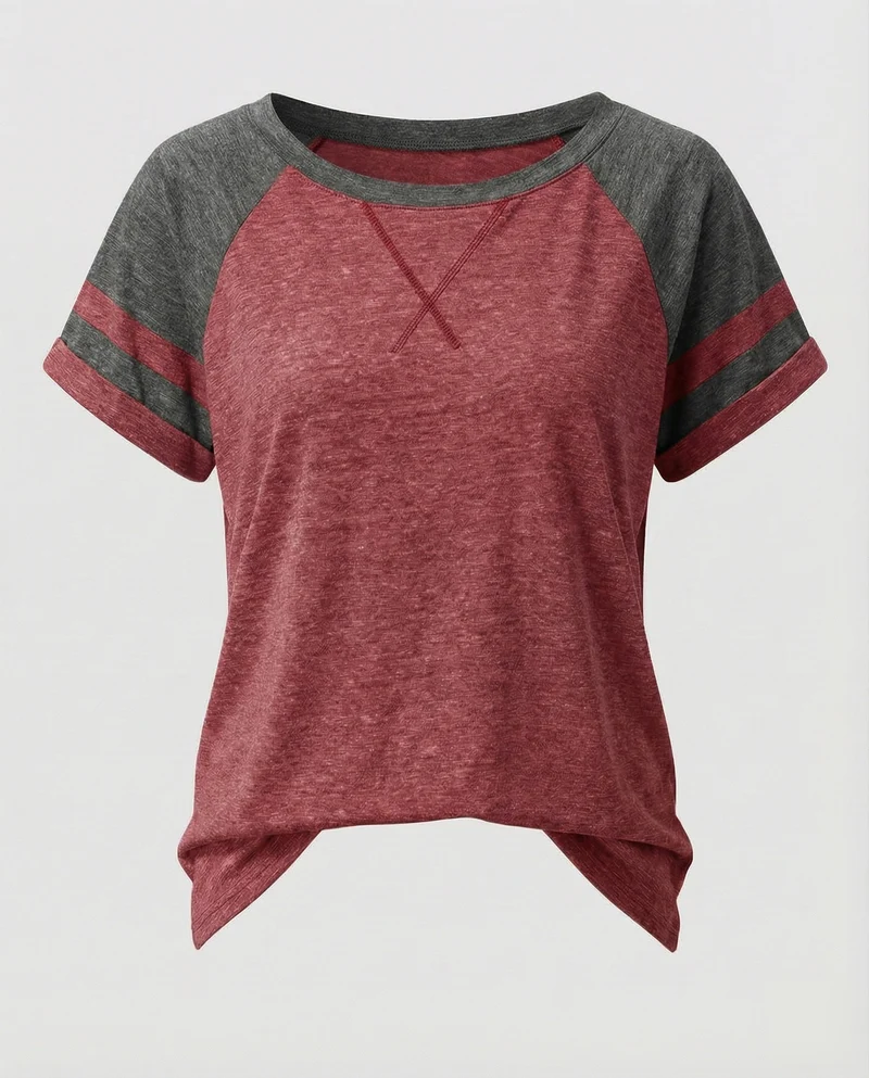 Damen Leichte Slub-Jersey Jersey Kurzarmshirt