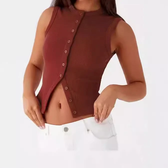 Damen Kuscheliges Freizeit-Top mit Knopfverschluss und Rundhalsausschnitt Nord Taschen