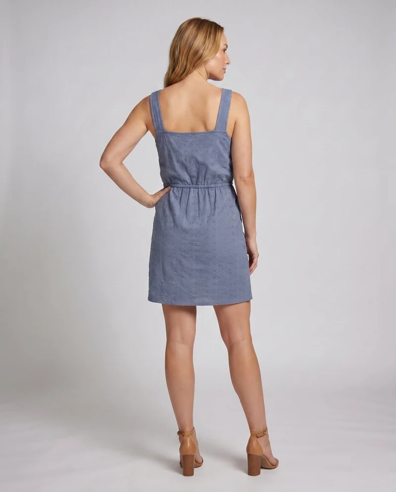 Damen lässiges Minikleid mit taillierter Silhouette und gewNord Taschentem Strukturmuster