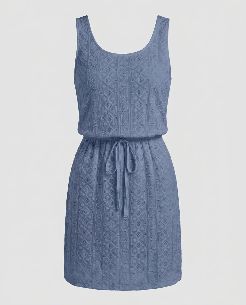 Damen lässiges Minikleid mit taillierter Silhouette und gewNord Taschentem Strukturmuster