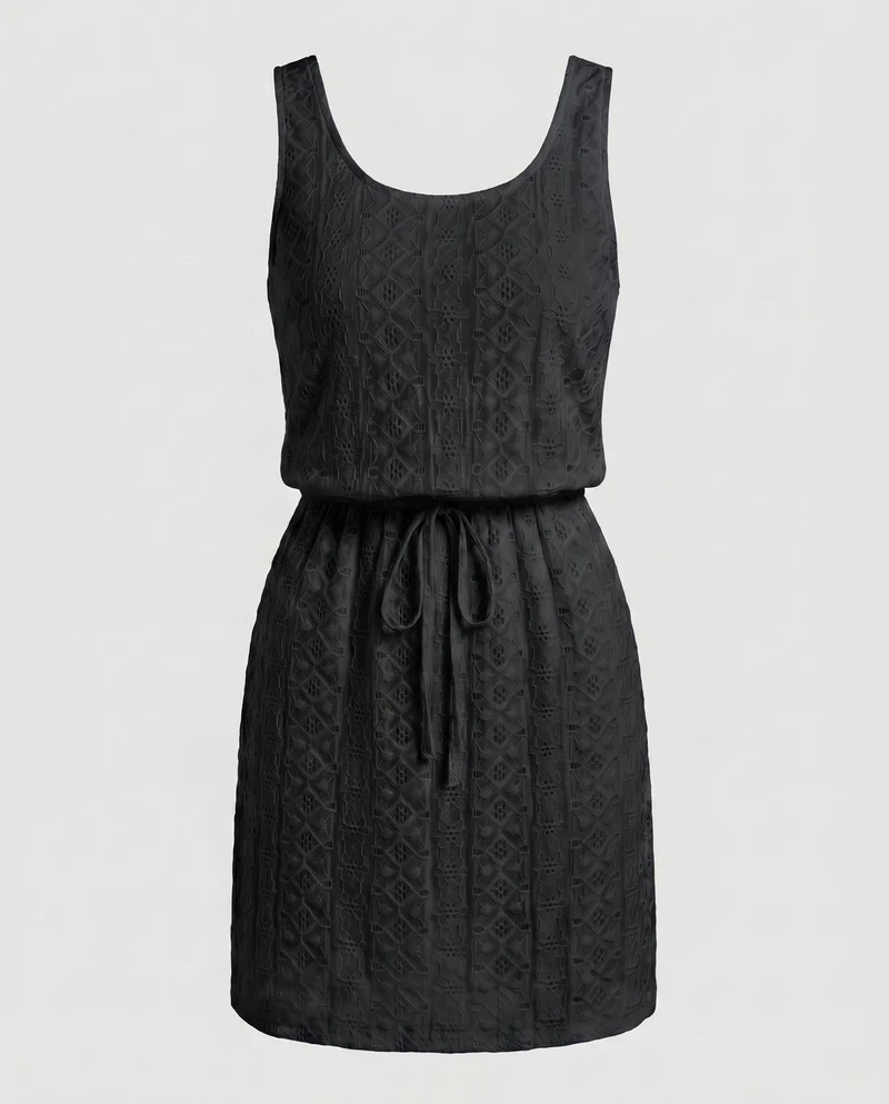 Damen lässiges Minikleid mit taillierter Silhouette und gewNord Taschentem Strukturmuster