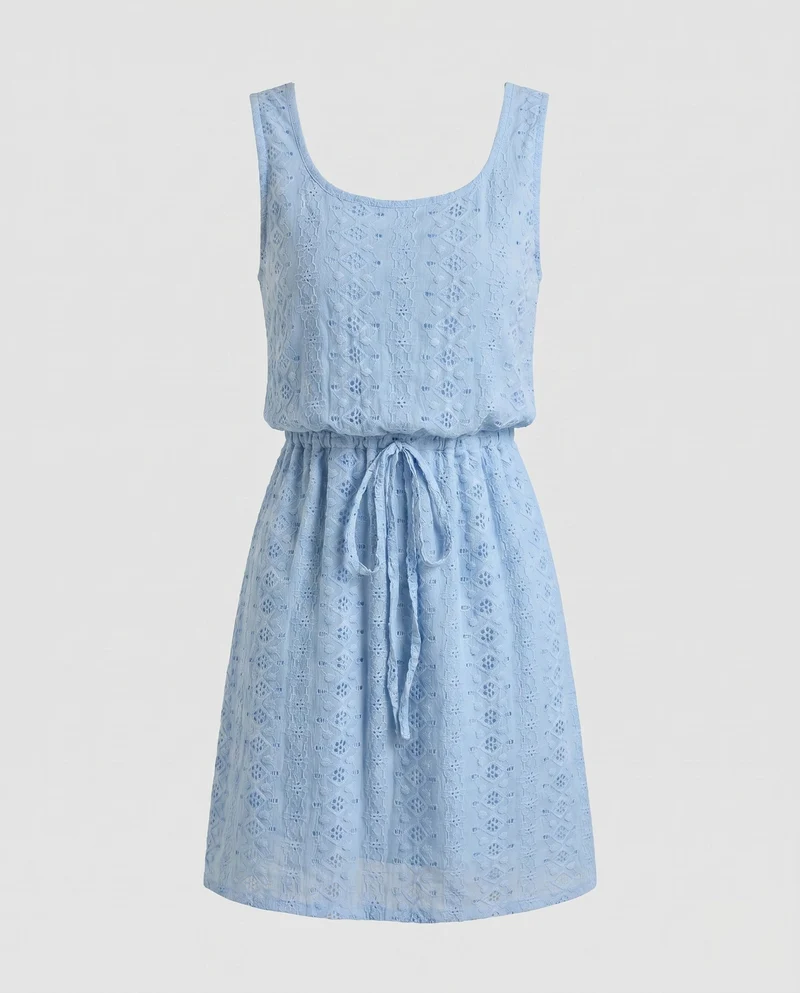 Damen lässiges Minikleid mit taillierter Silhouette und gewNord Taschentem Strukturmuster