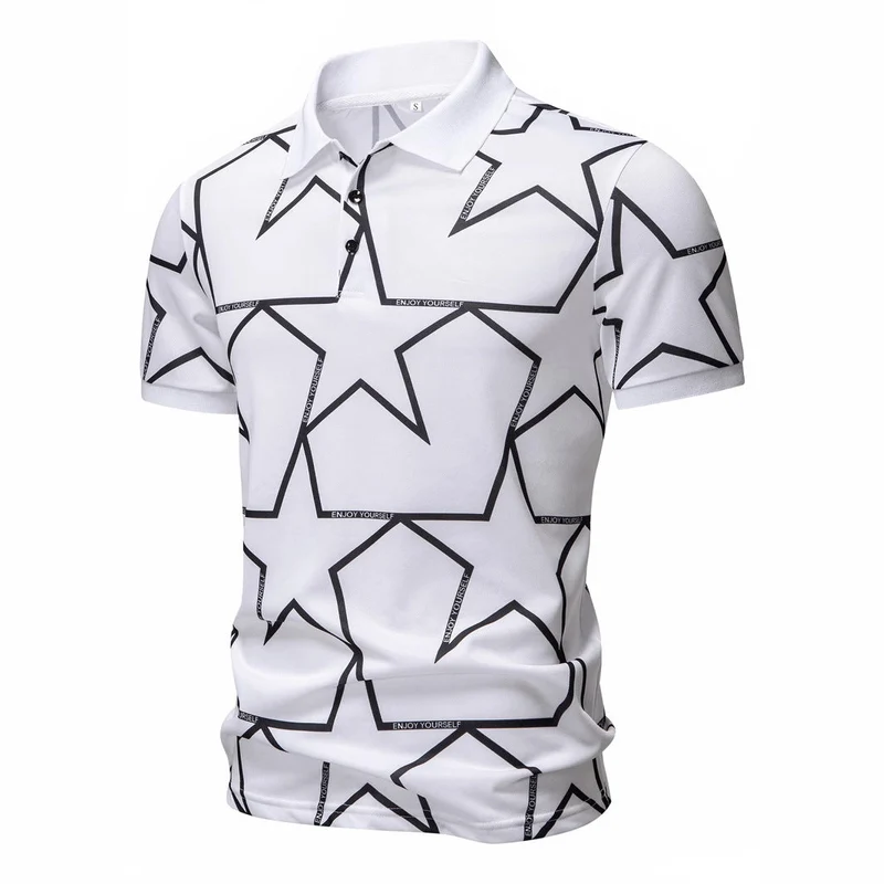 Herren Poloshirt mit modernem Sternen-Design und atmungsaktiven Materialien