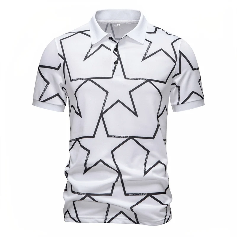 Herren Poloshirt mit modernem Sternen-Design und atmungsaktiven Materialien