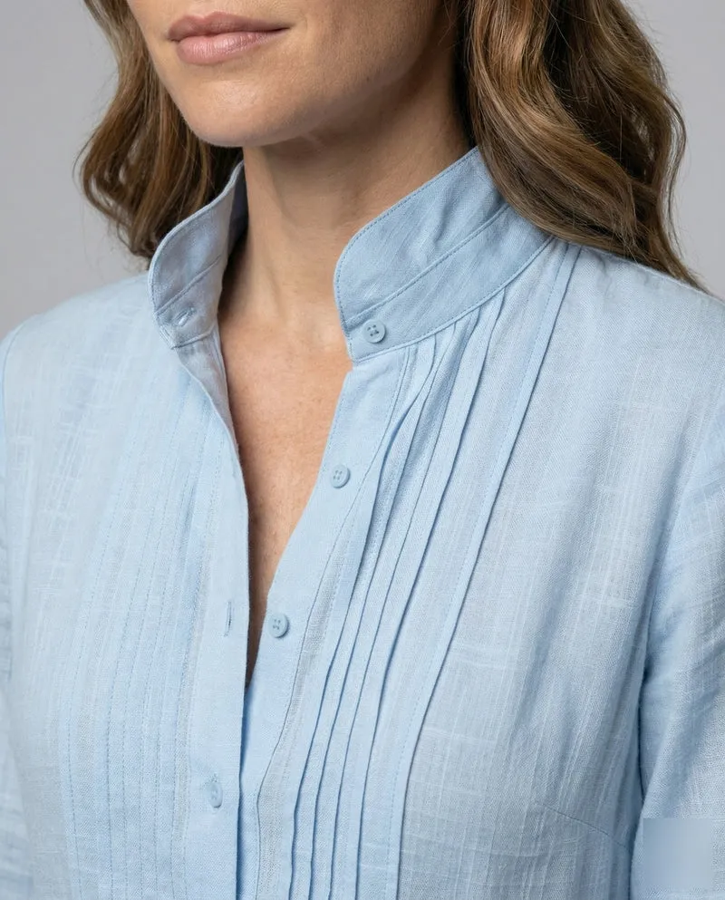 Damen fließendes Maxikleid mit Stehkragen