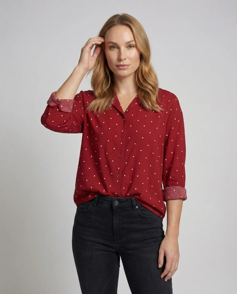 Damen V-Ausschnitt-Bluse Oversize Chiffon