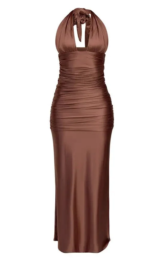 Damen Elegantes Wickelkleid mit tiefem V-Ausschnitt und figurformender Raffung Nord Taschen