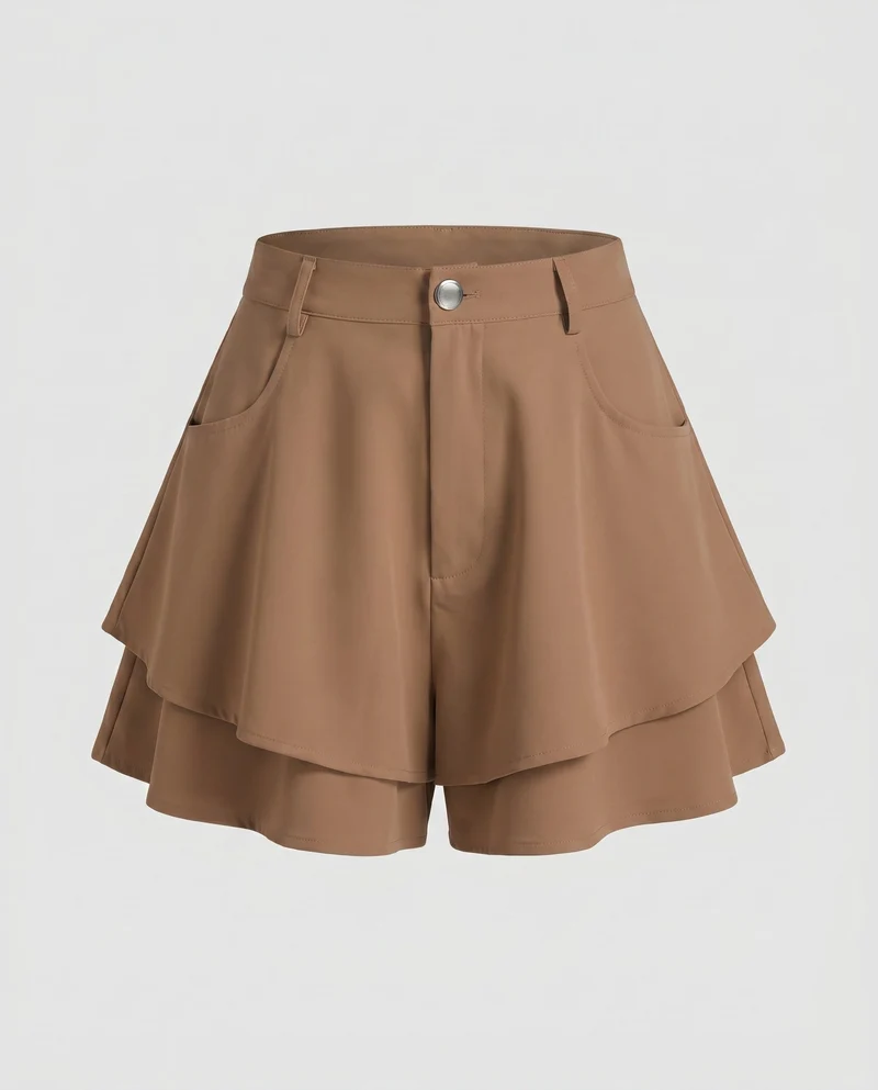 Damen stylische und fließende Shorts mit geschichtetem Design