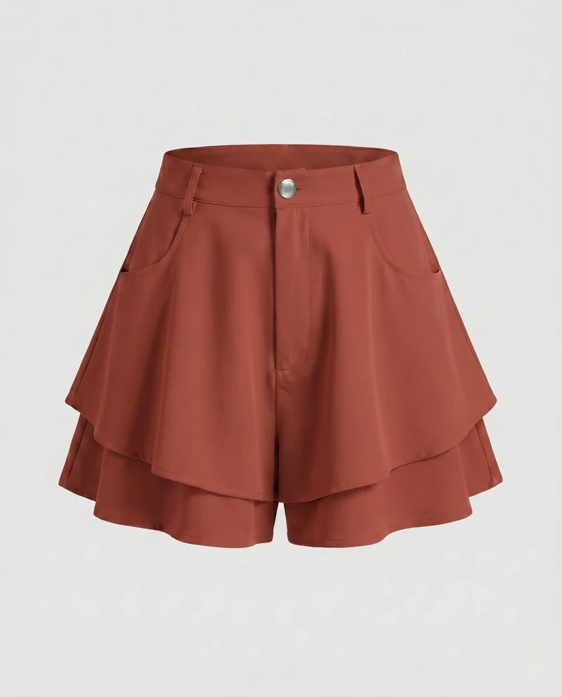 Damen stylische und fließende Shorts mit geschichtetem Design
