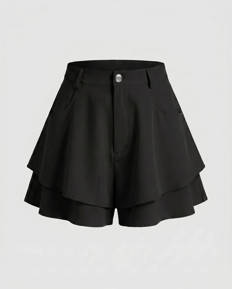 Damen stylische und fließende Shorts mit geschichtetem Design