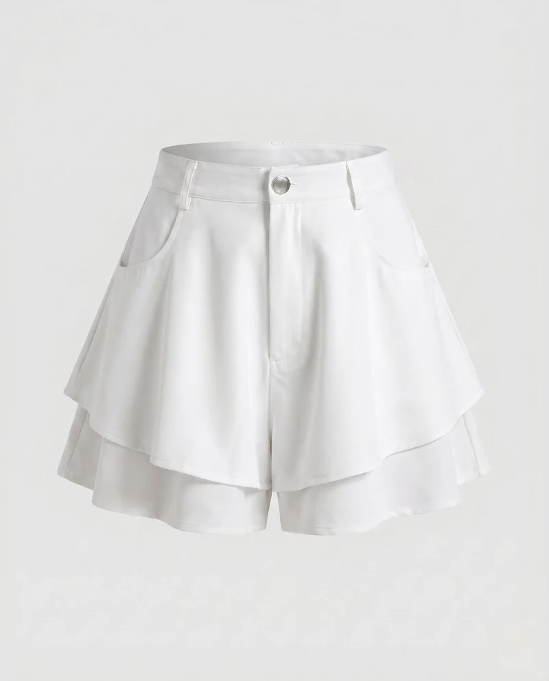 Damen stylische und fließende Shorts mit geschichtetem Design
