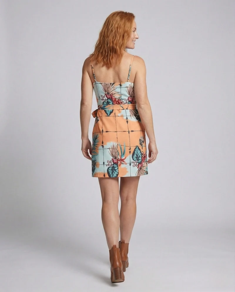 Damen Wickel Minikleid mit Spaghettiträgern