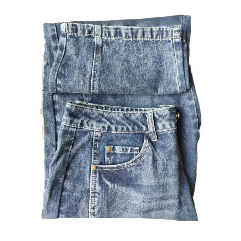 Damen Weite High-Waist Jeans im Vintage-Look mit ausgefallenem Waschverfahren