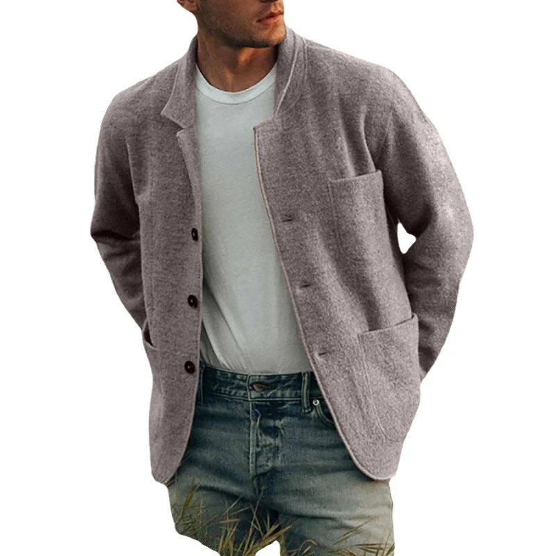 Herren lässige Strickjacke mit aufgesetzten Taschen und modernem Schnitt