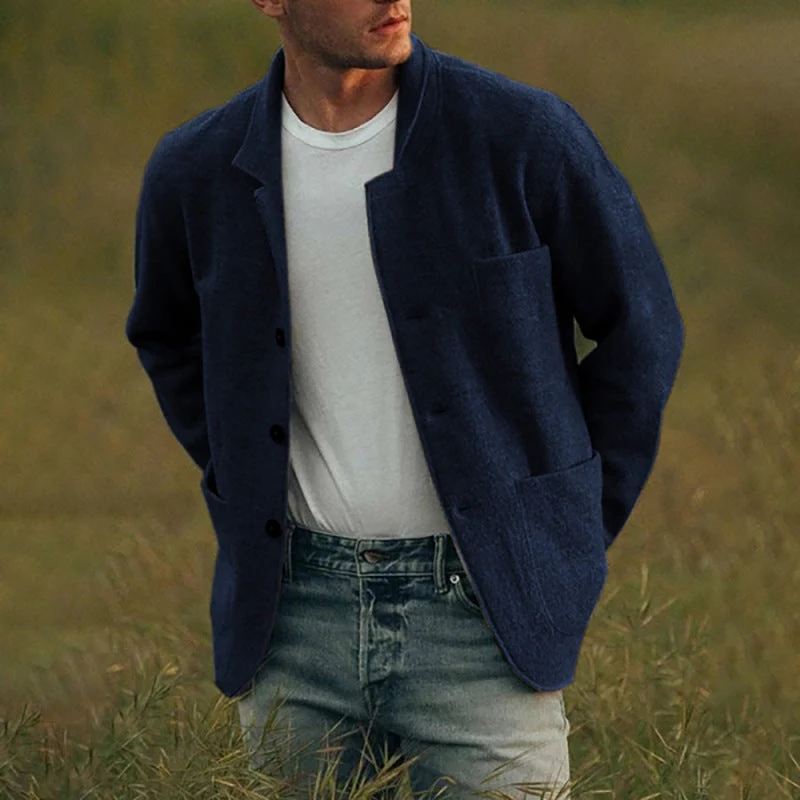 Herren lässige Strickjacke mit aufgesetzten Taschen und modernem Schnitt