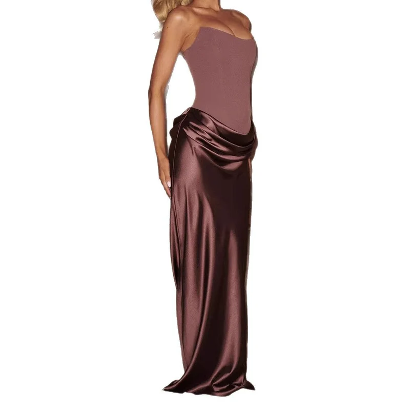 Damen Elegantes Wickelkleid mit figurbetontem Oberteil und schimmerndem Rock Nord Taschen