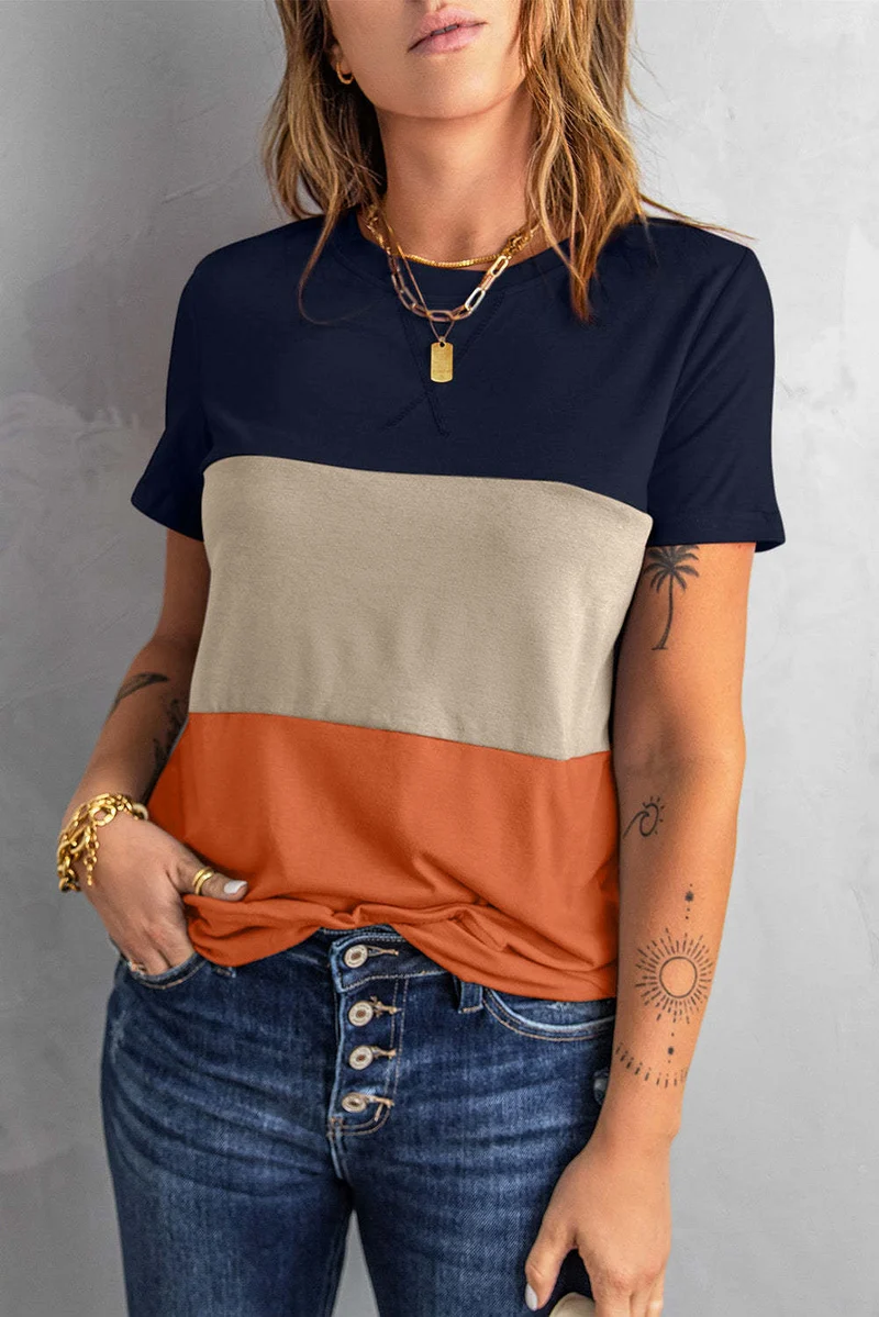 Damen T-Shirt mit modernem Blockdesign und lässigem Schnitt