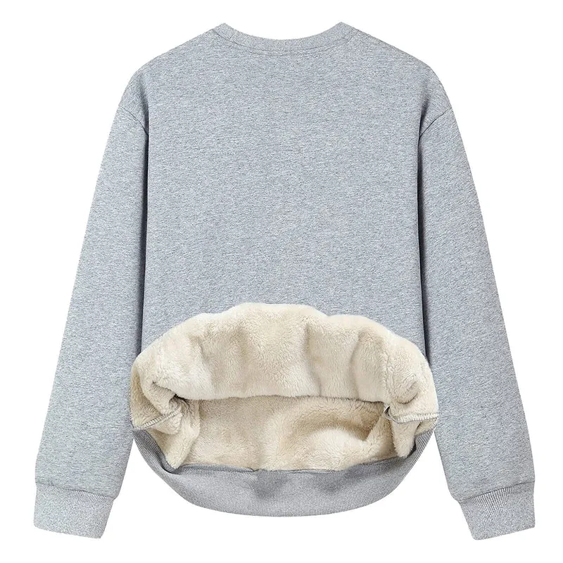 Damen Kuscheliger Sweatshirt mit weichem Innenfutter und Rundhalsausschnitt