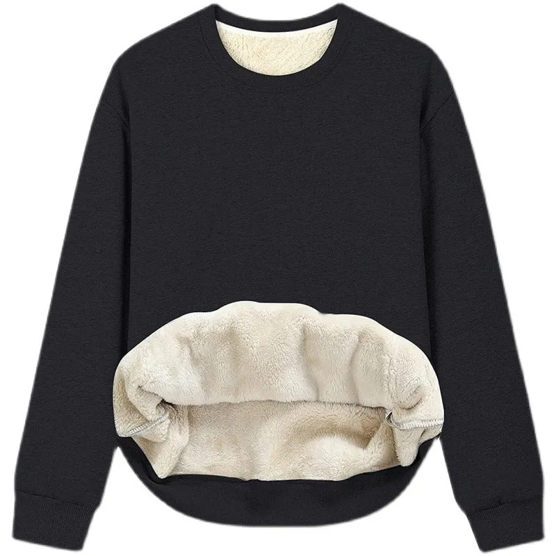 Damen Kuscheliger Sweatshirt mit weichem Innenfutter und Rundhalsausschnitt