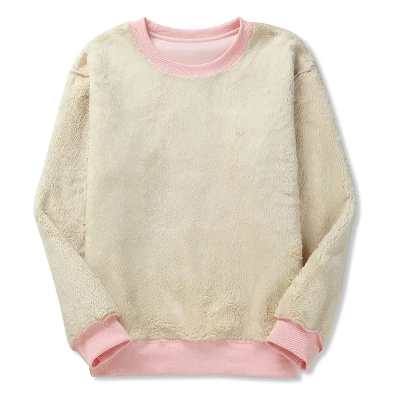 Damen Kuscheliger Sweatshirt mit weichem Innenfutter und Rundhalsausschnitt