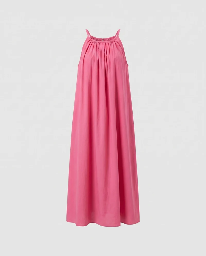 Damen luftiges lässiges Maxikleid mit gerafftem Oberteil