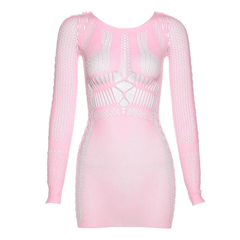 Damen Netzkleid mit langen Ärmeln