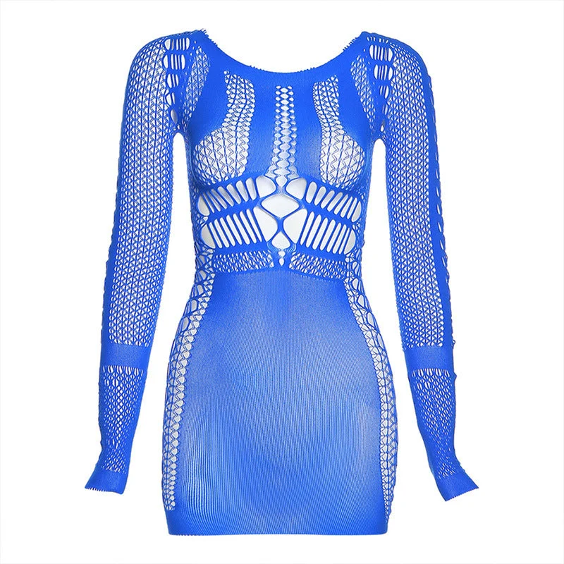 Damen Netzkleid mit langen Ärmeln