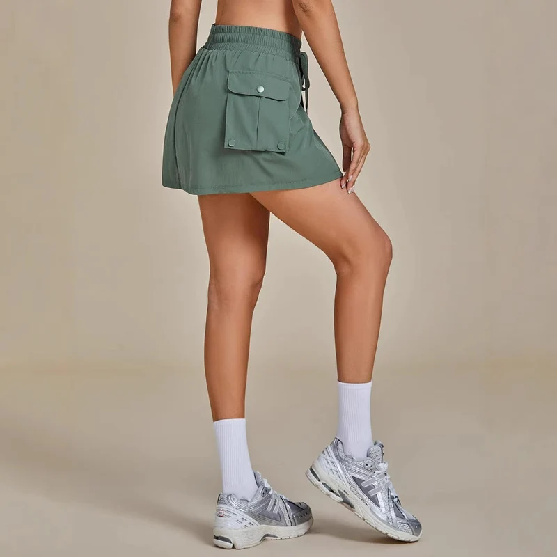 Damen luftiger Wickel-Sportrock mit praktischen Seitentaschen Nord Taschen