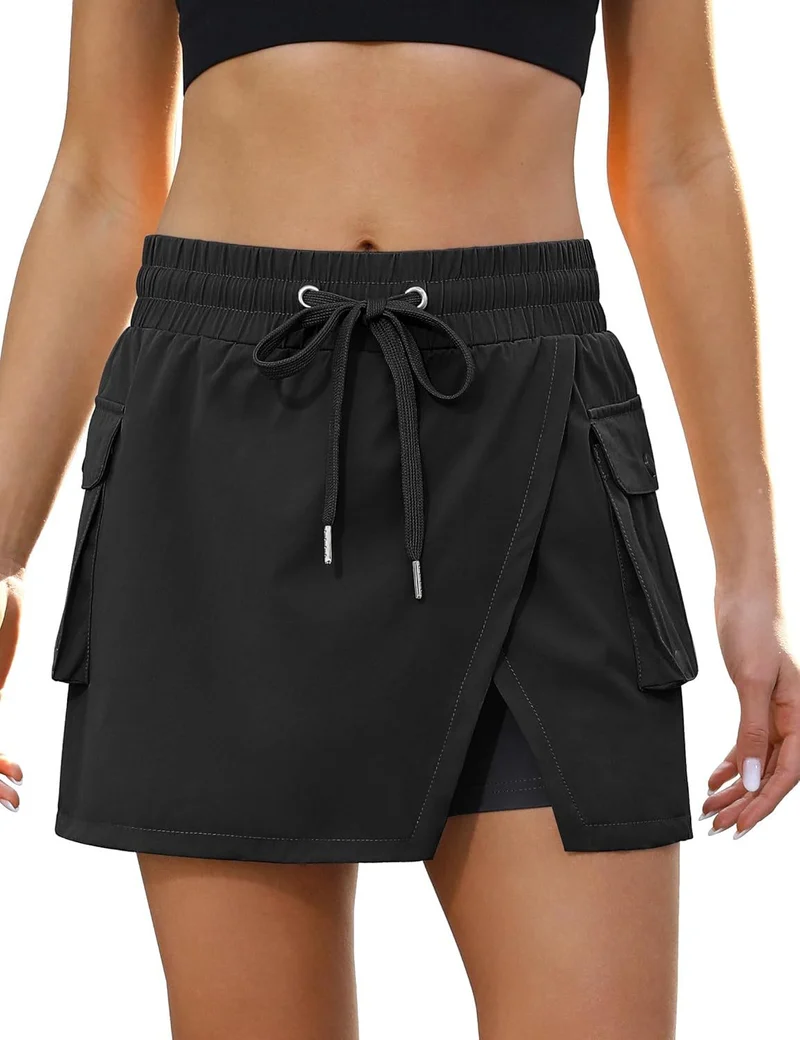 Damen luftiger Wickel-Sportrock mit praktischen Seitentaschen Nord Taschen