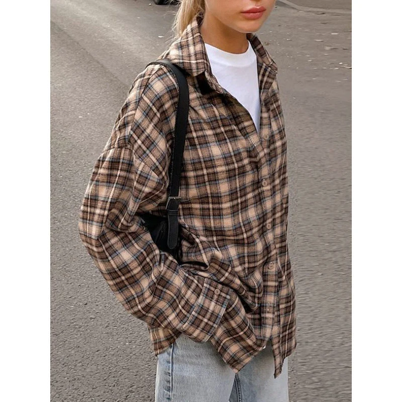 Damen Kariertes Overshirt Nord Taschen
