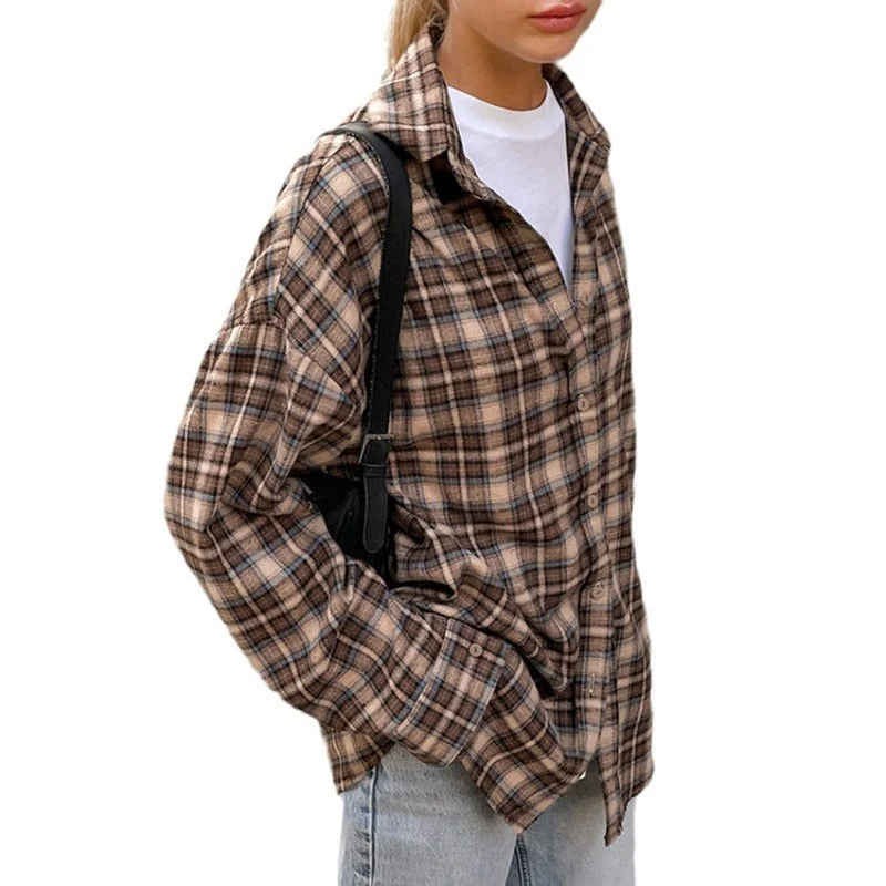 Damen Kariertes Overshirt Nord Taschen