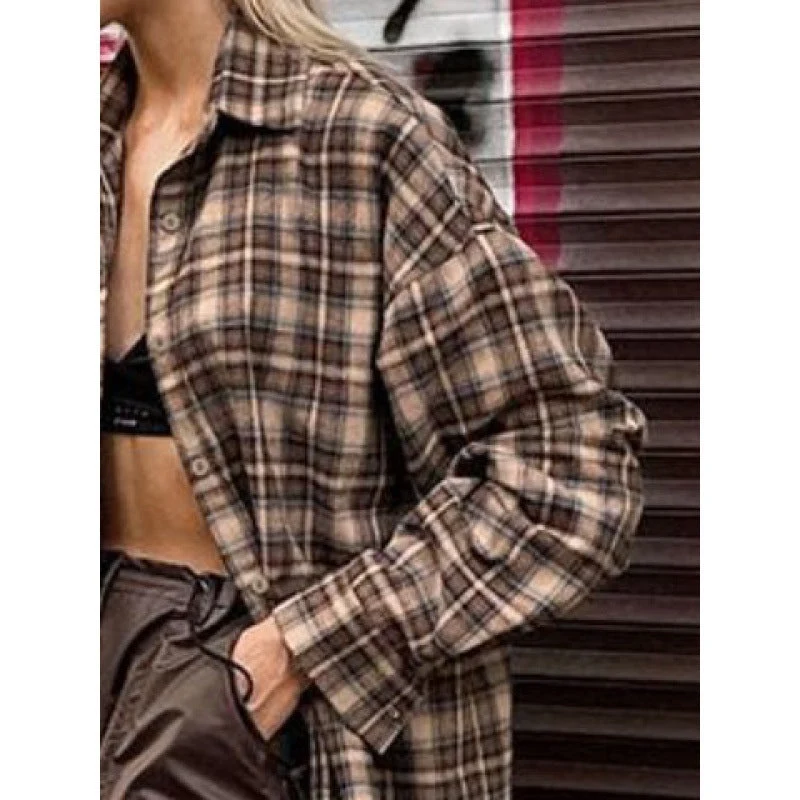 Damen Kariertes Overshirt Nord Taschen