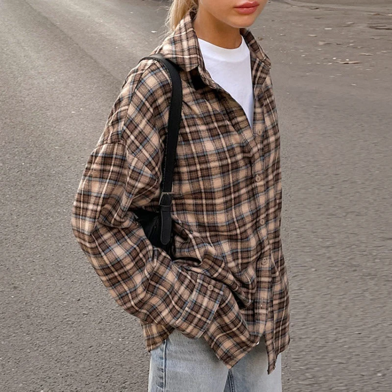 Damen Kariertes Overshirt Nord Taschen