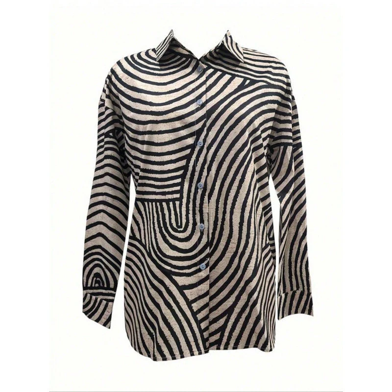 Damen modernes Hemdblusenshirt mit grafischem Muster